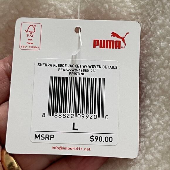 PUMA NWT Women's Sherpa Fleece Jacket with Woven Details Size Large - Picture 5 of 9